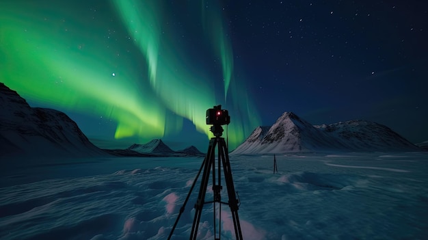 Descubra as maravilhas celestiais da Aurora Boreal em um passeio pelas paisagens imaculadas da Noruega Gerado por IA