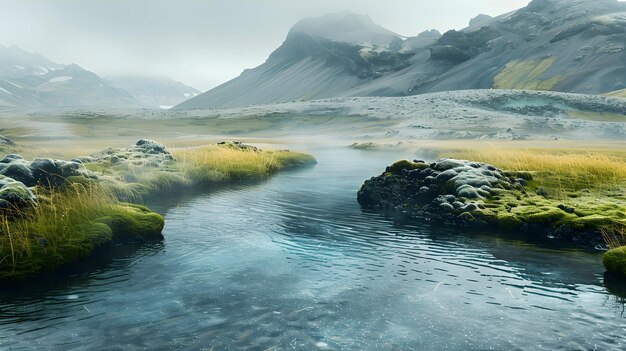 Foto descubra la belleza serena exploración fotorrealista de aguas termales ocultas en un lugar remoto de islandia