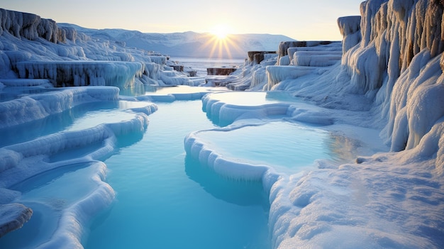 Descubra la impresionante fotografía del glaciar de la cuenca de Pamukkale en Turquía