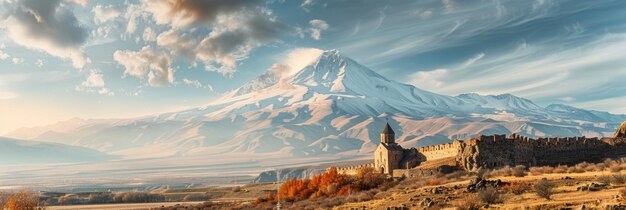 Foto descubra la magnificencia de armenia el monasterio de khor virap con el majestuoso monte ararat como su