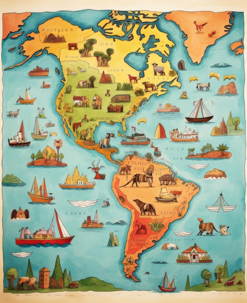 Descubra las maravillas de América del Sur Un mapa divertido y educativo para niños