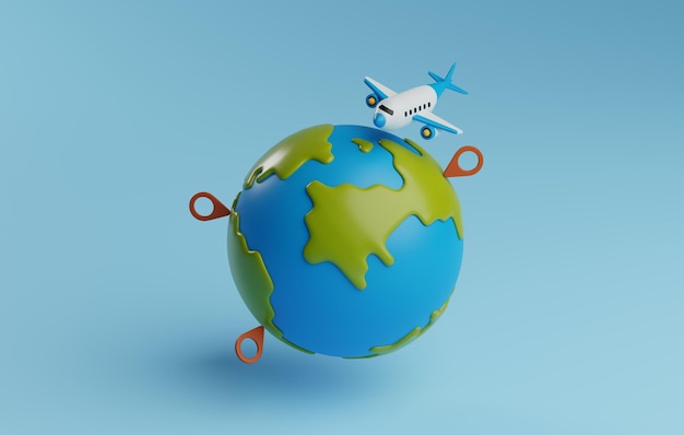 Descubra o mundo 3D Globe Icon Render para Viagens e Aventuras 3D Render