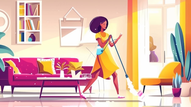 Descubra la solución de limpieza definitiva para un hogar o oficina higiénica con una mujer
