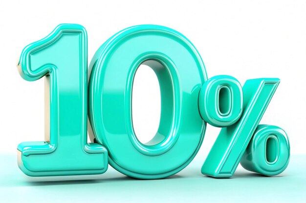 Descuento del 10 por ciento Ilustración de renderización 3D aislada