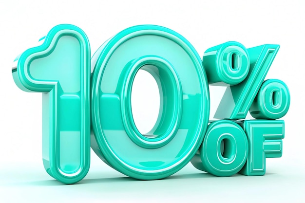 Descuento del 10 por ciento Ilustración de renderización 3D aislada
