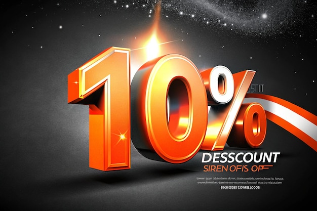 Descuento del 10 por ciento Ilustración de renderización 3D aislada