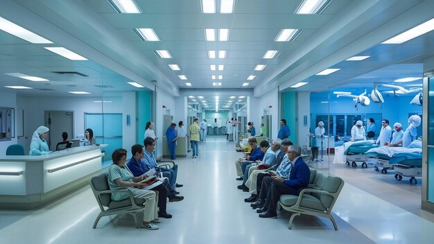 Desdibujar el interior del hospital y la clínica