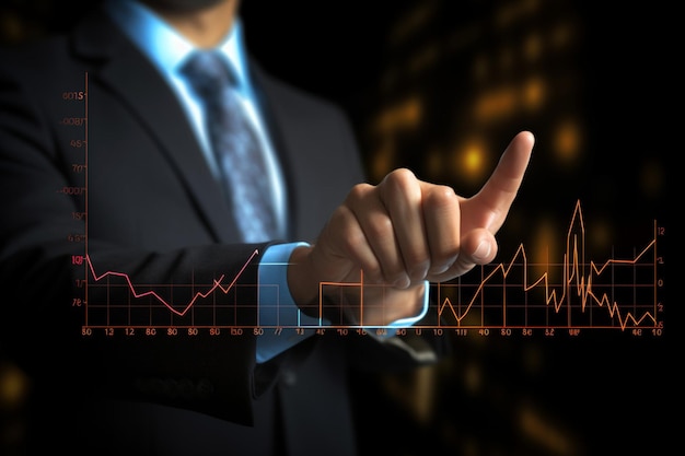 Desempenho de gráficos digitais com sobreposição de mãos de empresários