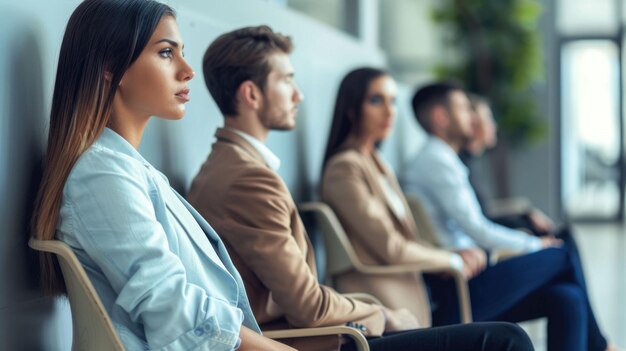 Los desempleados que se sientan para la cita de la entrevista de trabajo