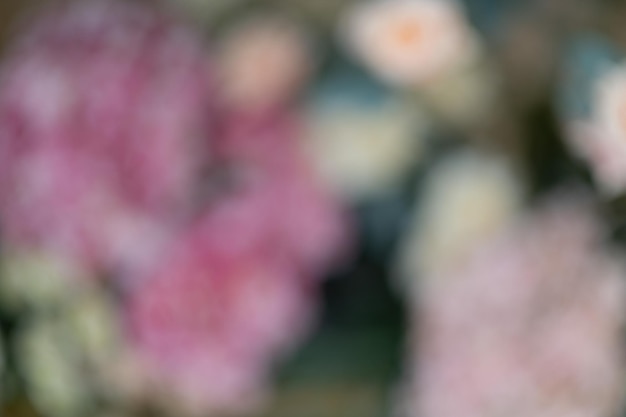 Desenfoque de fondo de flores fondo colorido fondo rosa fresco ramo de flores de boda