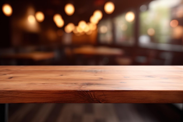 Desenfoque de fondo de mesa de madera Fondo de escenario para exhibición de productos mesa de madera vacía
