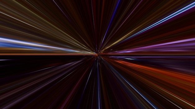 Desenfoque de movimiento hiperespacial a través del universo, moviéndose a la velocidad de la galaxia del túnel de luz, fondo de color abstracto hiper salto