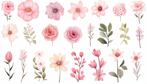 Foto desenhar clipart de flores com um efeito de aquarela isso pode adicionar um toque suave e artístico tornando-o adequado para vários projetos criativos 1