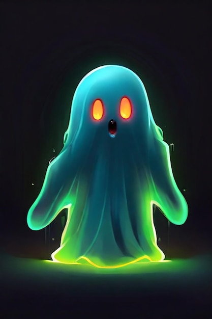 Desenhe um pequeno fantasma de cor de néon menos intimidante