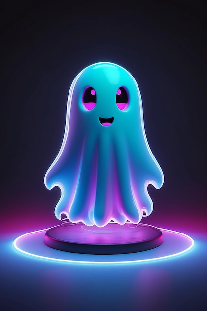 Desenhe um pequeno fantasma de cor de néon menos intimidante