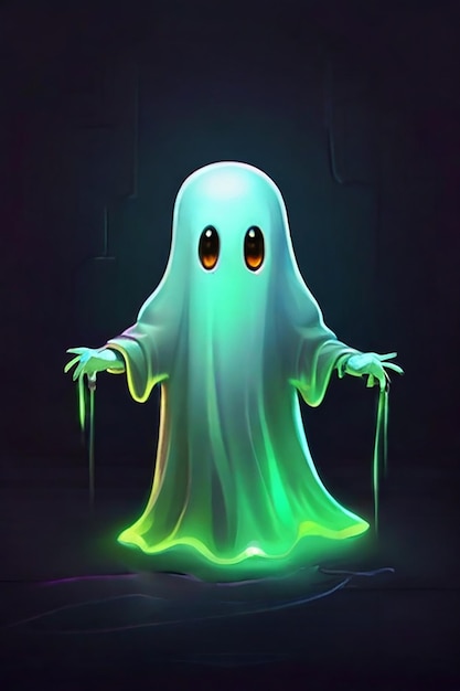 Desenhe um pequeno fantasma de cor de néon menos intimidante