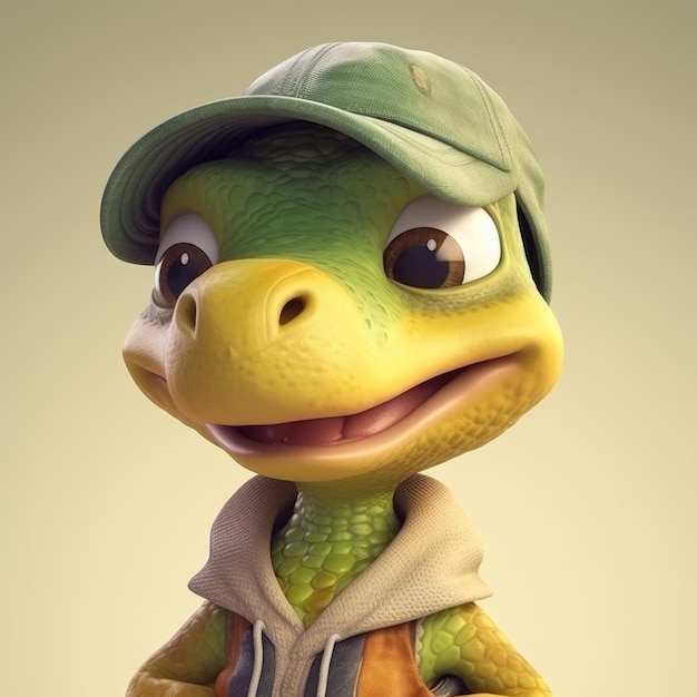 Desenho 3D Dinossauro Dino retrato vestindo roupas óculos chapéu jaqueta em pé na frente
