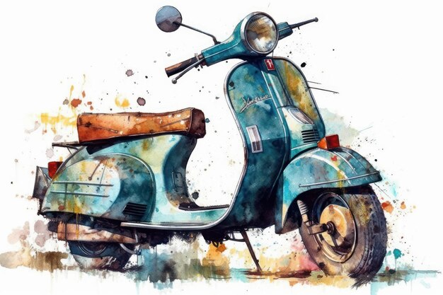 Foto desenho a aquarela de uma motocicleta urbana