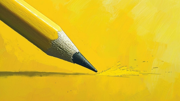 Desenho a lápis sobre fundo amarelo Criação e expressão artística simples