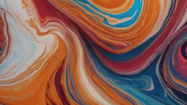 Desenho abstrato de redemoinhos coloridos e liquefeito na textura de mármore liquefeito de fundo