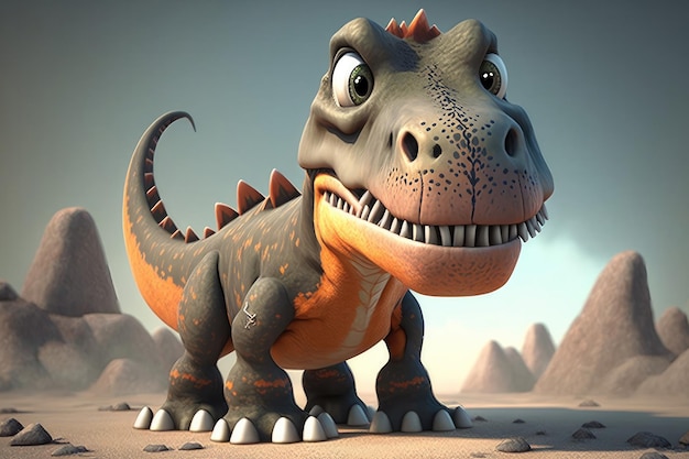 Desenho animado 3D bonito Allosaurus Um grupo de dinossauros répteis primitivos do período Jurássico
