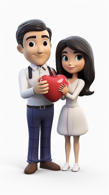 Foto desenho animado 3d casal arafat segurando um coração