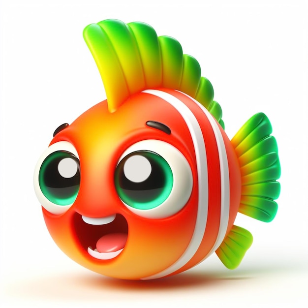 Desenho animado 3D engraçado de um peixe Frutos do mar gerado por IA