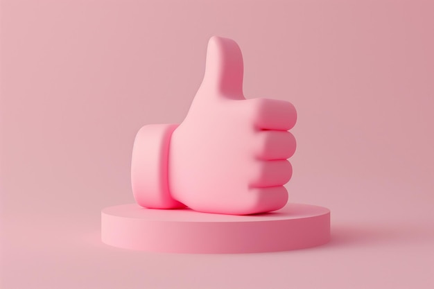 Desenho animado 3D mão polegar para cima como símbolo bom feedback conceito de positividade aprovação emoji para mensagens de mídia social design de estilo 3D excelente bom sinal mão humana mostrando dedos símbolo gesticulando