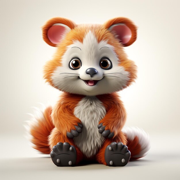 Foto desenho animado 3d panda vermelho bonito