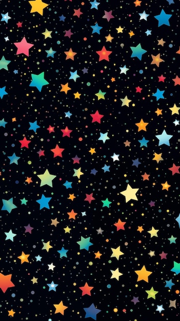 Desenho animado à mão belas estrelas no céu noturno ilustração de fundo