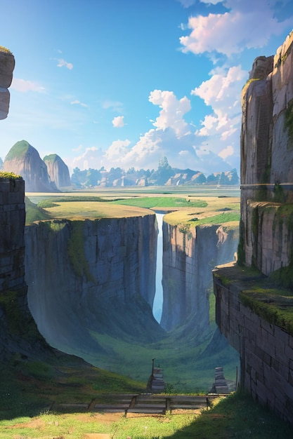 Desenho animado anime jogo cena ilustração paisagem papel de parede fundo crianças estilo desenho animado