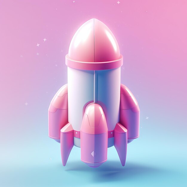 Desenho animado colorido Rocket Minimal ilustração de estilo de ícone fofo cores pastel