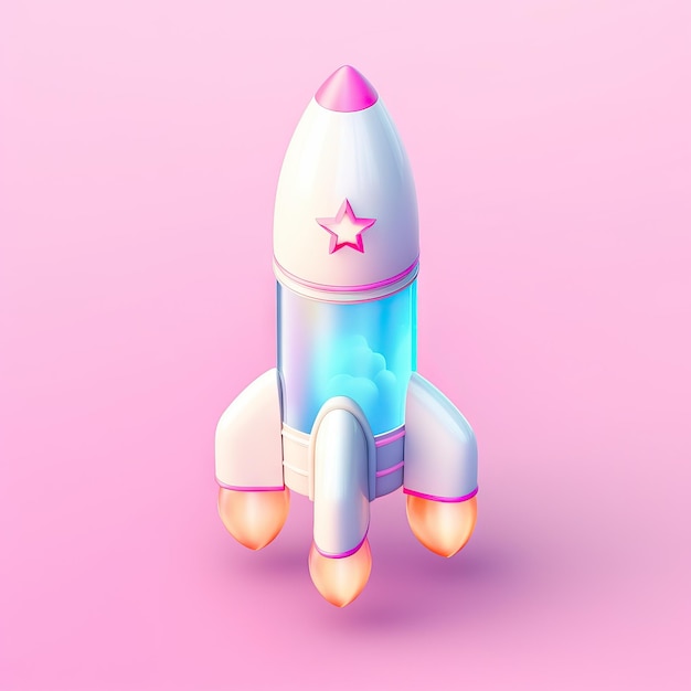 Desenho animado colorido Rocket Minimal ilustração de estilo de ícone fofo cores pastel