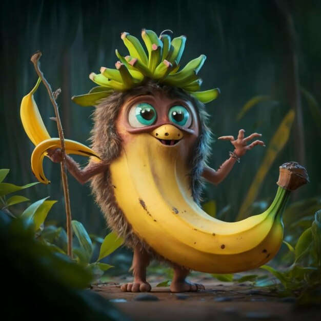 Foto desenho animado de banana