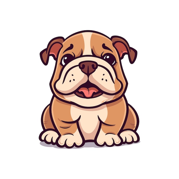 desenho animado de buldogue fofo