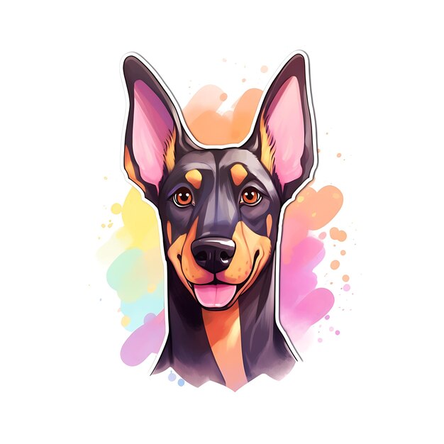 Foto desenho animado de cão doberman