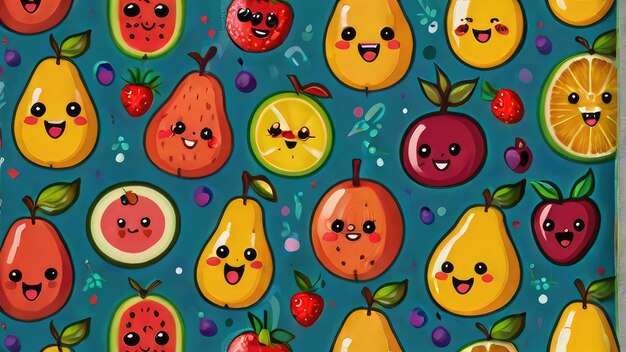 desenho animado de frutas para crianças