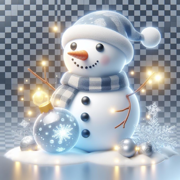 Desenho animado de homem de neve iluminado engraçado Tempo de neve gerado pela IA