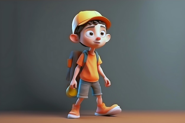 desenho animado de ilustração de menino 3D gerado por ai