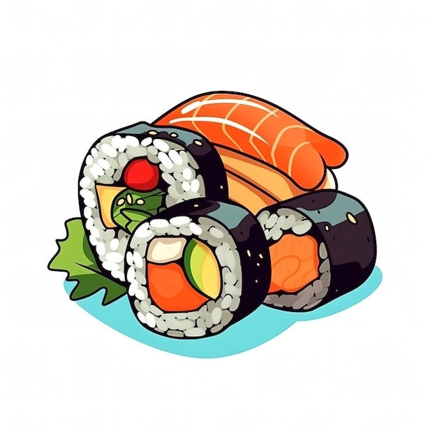 Desenho animado de ilustração vetorial plana de sushi