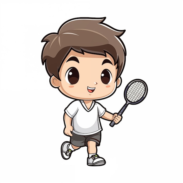 desenho animado de jogador de badminton