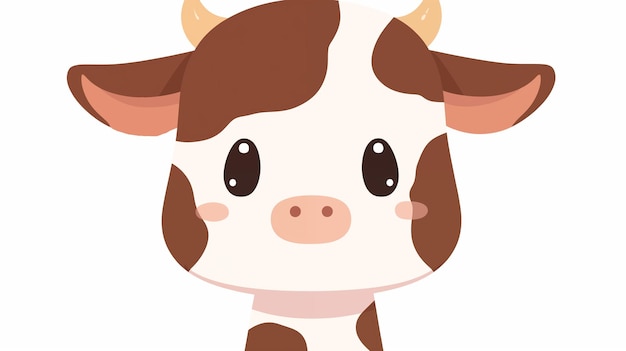 Desenho animado de mão com ilustração de animal de vaca bonito