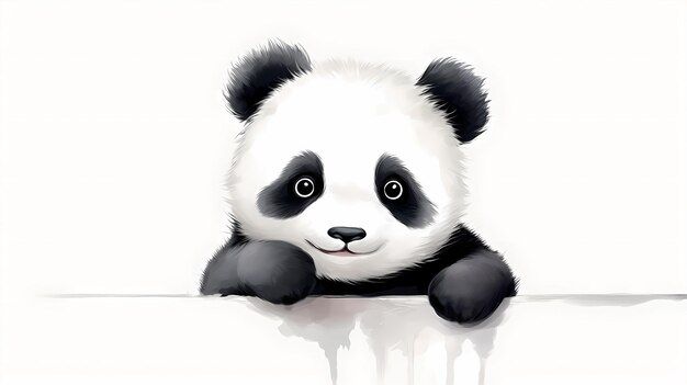 Desenho animado de mão com ilustração de panda bonito