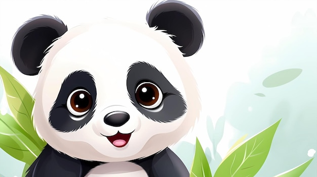 Desenho animado de mão com ilustração de panda bonito