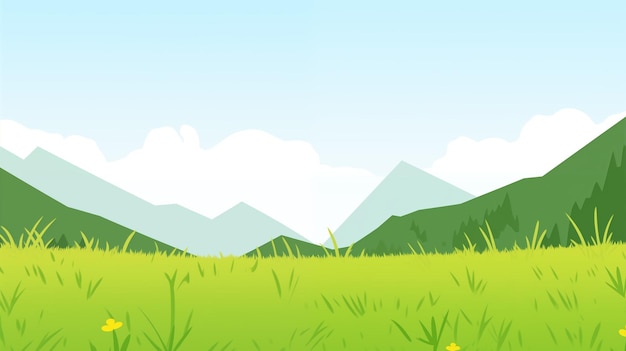 Desenho animado de mão de prados de verão e montanhas ilustração