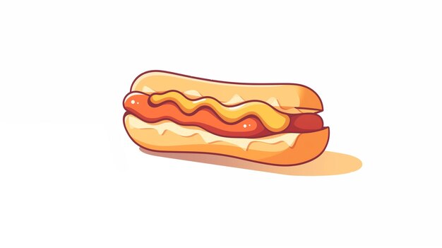 Foto desenho animado de mão, deliciosa ilustração de cachorro-quente.