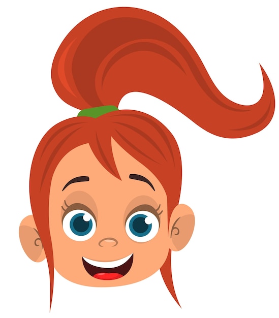 Desenho animado de menina pequena x AVector ilustração de jovem adolescente delineado desenho de menina de cabelo vermelho