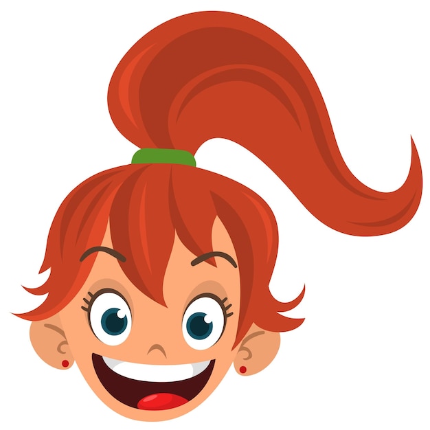 Desenho animado de menina pequena x AVector ilustração de jovem adolescente delineado desenho de menina de cabelo vermelho