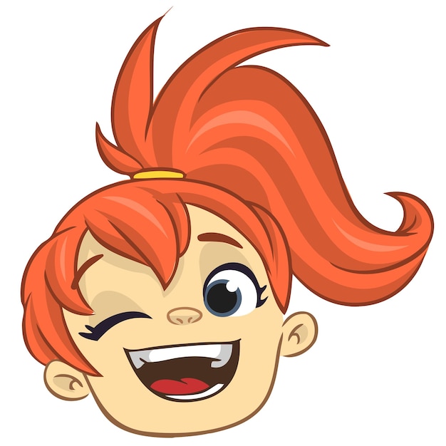 Desenho animado de menina pequena x AVector ilustração de jovem adolescente delineado desenho de menina de cabelo vermelho