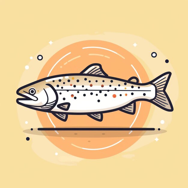 desenho animado de peixe truta ilustração plana arte de linha mínima